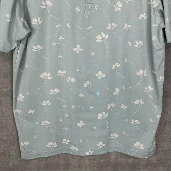 Travis Mathew Polo Shirt Mens Extra Large Blue Good Time Feeling Floral Golf - Picture 3 of 11